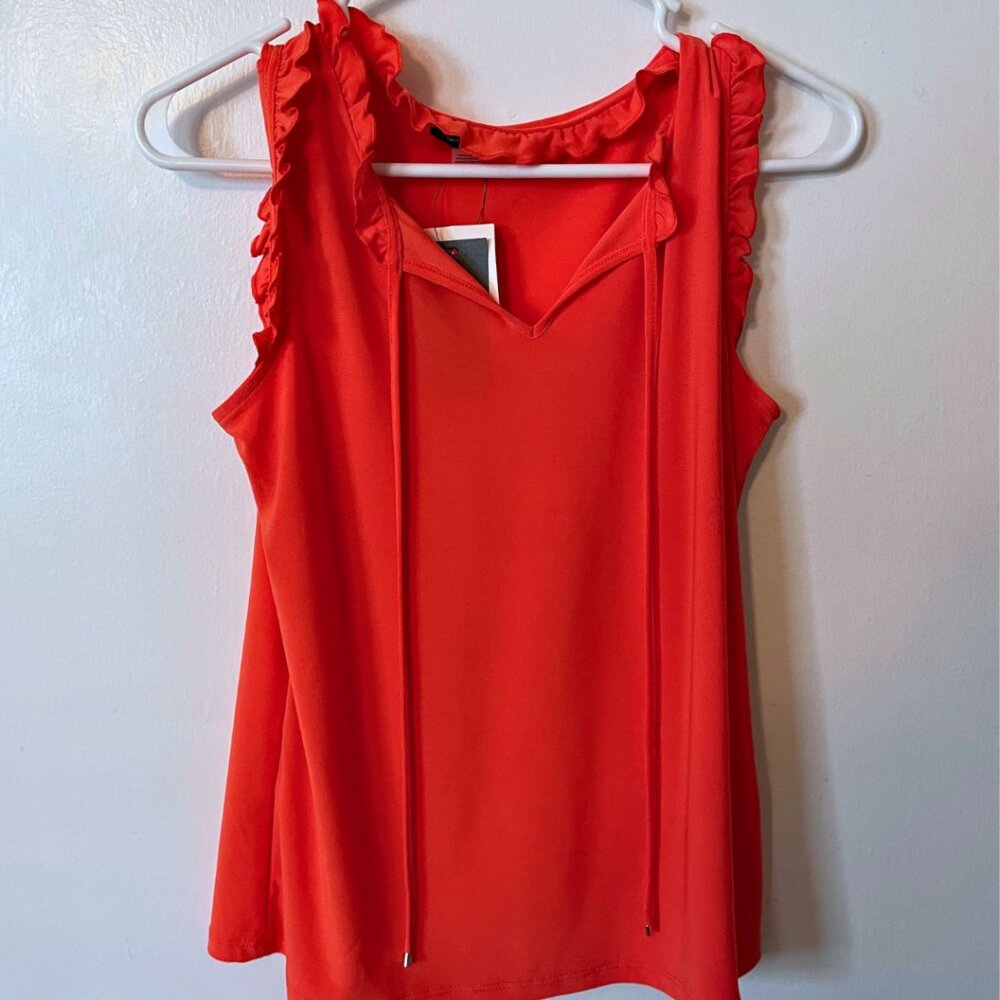 Women's Tommy Hilfiger Sleeveless Top Ruffles Draw String Orange Small N…